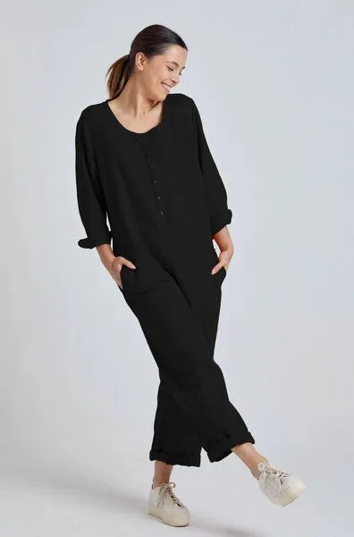 Flax and Loom Flax and Loom Leinen Jumpsuit Modell: Clara, Black, – Produktbild 2 von 5