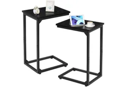 AMHANCIBLE Beistelltisch Laptop-Tisch & Couchtisch 2er Set, für Wohnzimmer & Schlafzimmer (2-St), C-förmig, zum Unterschieben unter Sofa/Bett, mit Metallgestell – Produktbild 1 von 1