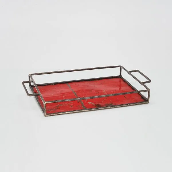 Moogoo Creative Africa Moogoo Creative Africa Upcycling Tablett aus recycelten Ölfässern, Rot, – Produktbild 5 von 8
