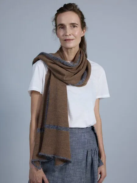 Susan's Fashion Susan's Fashion Merinowollschal Sue mit Karostreifen, Braun, – Produktbild 1 von 4