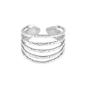 ELEKTROPULLI Größenverstellbarer Boho Ring ca. Ø 17 - 19mm von Elektropulli, Silber, – Produktbild 6 von 8