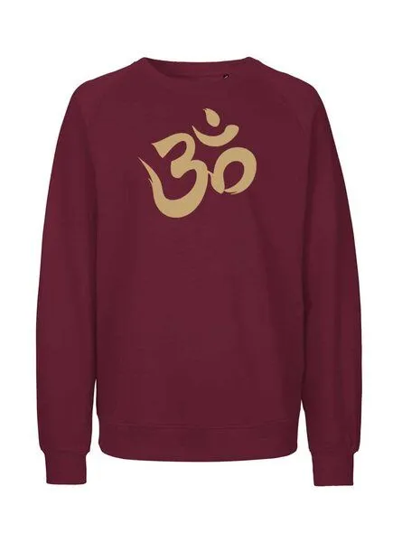 Peaces.bio - handbedruckte Biomode Peaces.bio - handbedruckte Biomode Bio Herren Sweatshirt Om, Bordeaux, – Produktbild 1 von 2