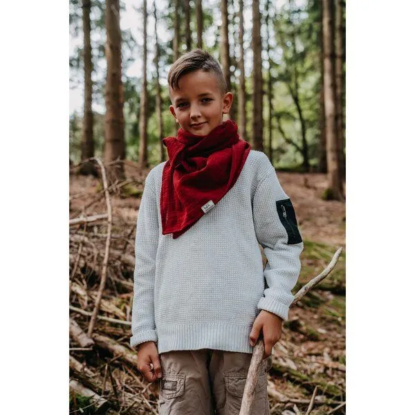 Hutch&Putch Hutch&Putch Musselin Halstuch - Schal - Dreieckstuch für Kinder (6-14 Jahre) aus 100% Bio-Baumwolle, Cranberry, – Produktbild 3 von 3