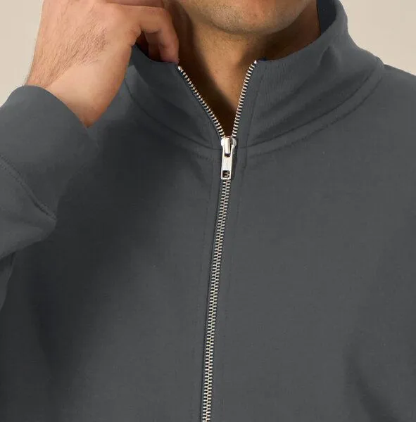 FAIRTICKEN BASICS FAIRTICKEN BASICS Unisex Stehkragen Zipper aus 85% Bio-Baumwolle und 15% recycelten Polyester, Anthrazite, – Produktbild 1 von 3