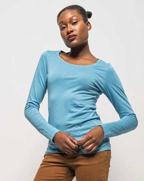 Alma & Lovis Alma & Lovis Langarmshirt aus 100% Bio-Baumwoll-Jersey (kbA) | Pure Shirt, Türkis, – Produktbild 2 von 4