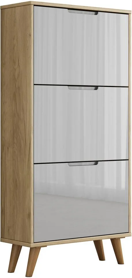 OTTO home Schuhschrank Lund FSC-zertifiziertem Holz, ABS-Kanten, Breite 62 cm, Grau, – Produktbild 5 von 5