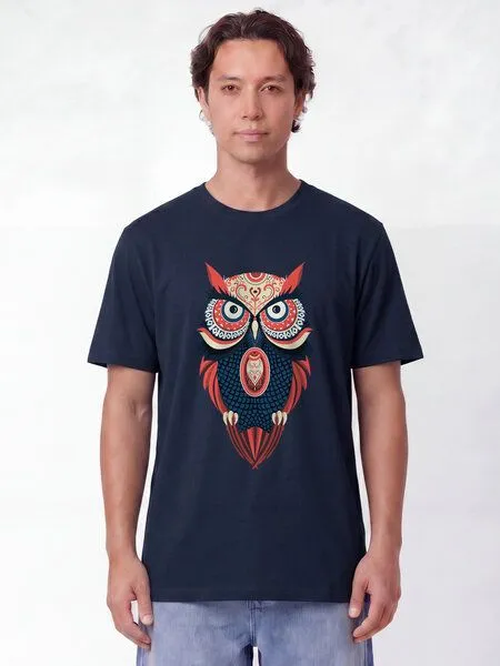 watapparel watapparel T-Shirt Unisex Colorful Owl, French navy, – Produktbild 2 von 2