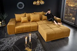 riess-ambiente Big-Sofa ELEGANCIA 285cm senfgelb - Vogue Velours Samt, inkl. Kissen, Federkern, Einzelartikel 1 Teile, XXL-Couch mit FSC-zertifiziertem Buchenholzgestell für drei Personen – Produktbild 1 von 1
