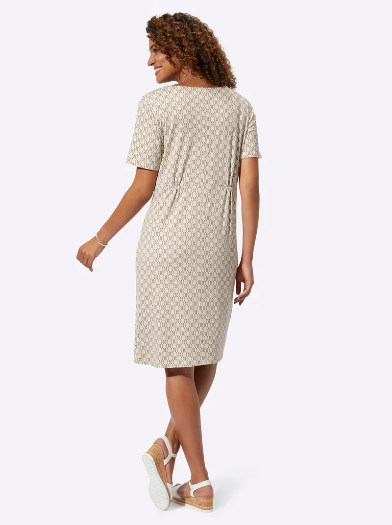Witt Jerseykleid, Sand-dunkeltaupe-bedruckt, – Produktbild 1 von 2