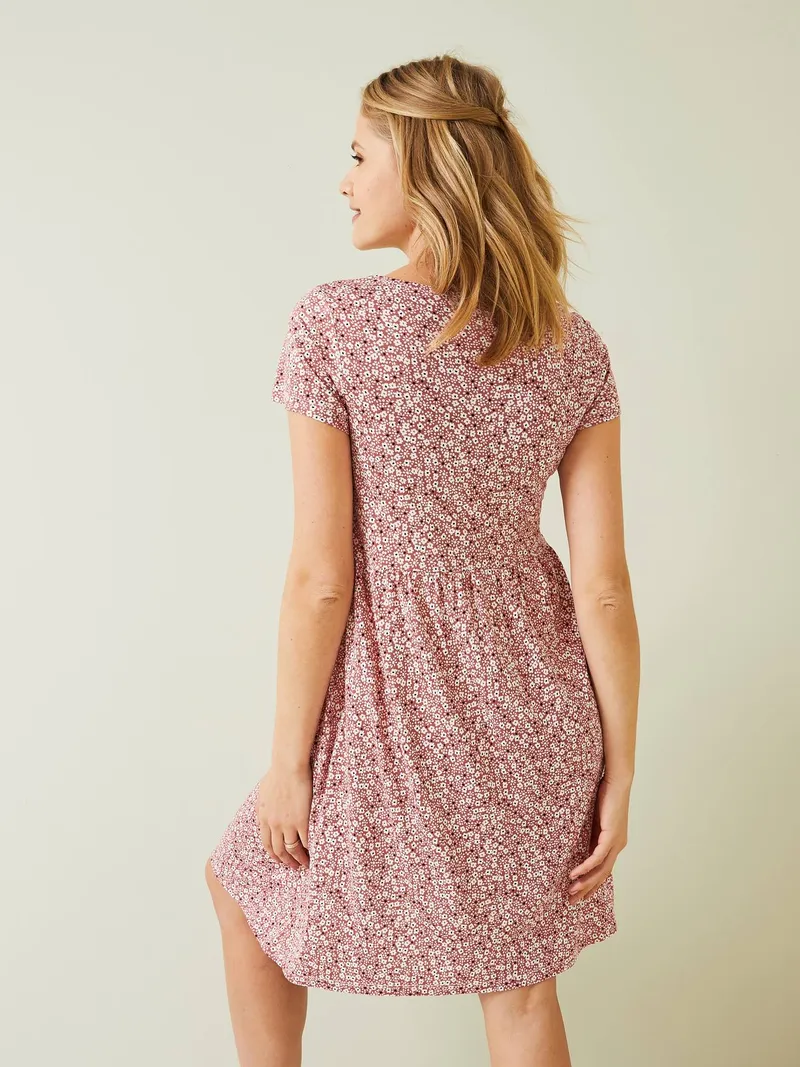 Vertbaudet Viskose-Kleid für Schwangerschaft & Stillzeit, Ziegel bedruckt, – Produktbild 2 von 4