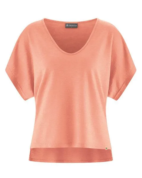 HempAge HempAge Damen Slub Jersey T-Shirt Hanf/Biobaumwolle, Peach(orange), – Produktbild 1 von 4