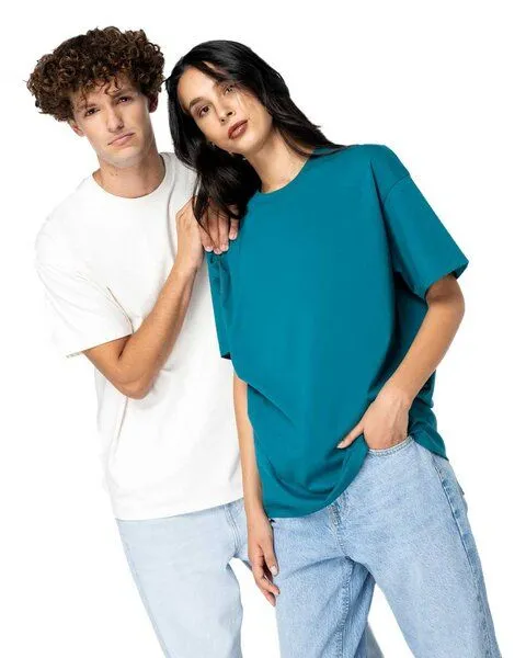 YTWOO YTWOO Unisex-T-Shirt mit hängenden Schultern aus 100% Bio-Baumwolle, Khaki, – Produktbild 2 von 3