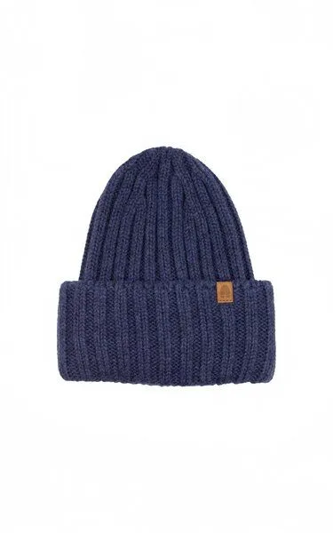 Kopyto Kopyto GULO - Strickmütze aus 100% Merinowolle RWS-zertifiziert Mütze mit breiter Rippenstruktur, Jeansblau (blau), – Produktbild 2 von 3