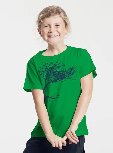 Peaces.bio - handbedruckte Biomode Peaces.bio - handbedruckte Biomode Bio-Kinder T-Shirt Windy Tree, Grün, – Produktbild 2 von 2