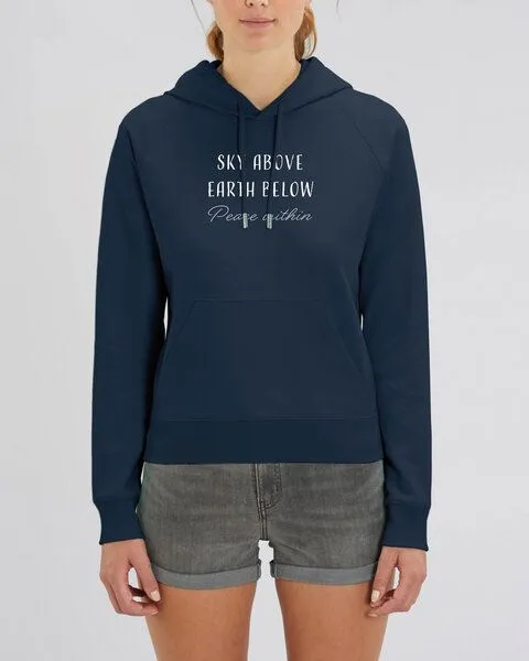 Human Family Human Family Bio Damen Sweatshirt mit Kapuze "Trekker - Peace within", Navy, – Produktbild 1 von 3
