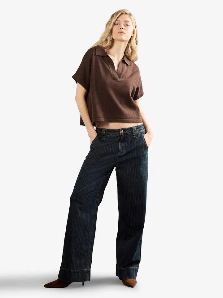 Apricot Apricot Weite Jeans Nadelstreifen-Jeans mit weitem Bein, Blau, – Produktbild 1 von 5