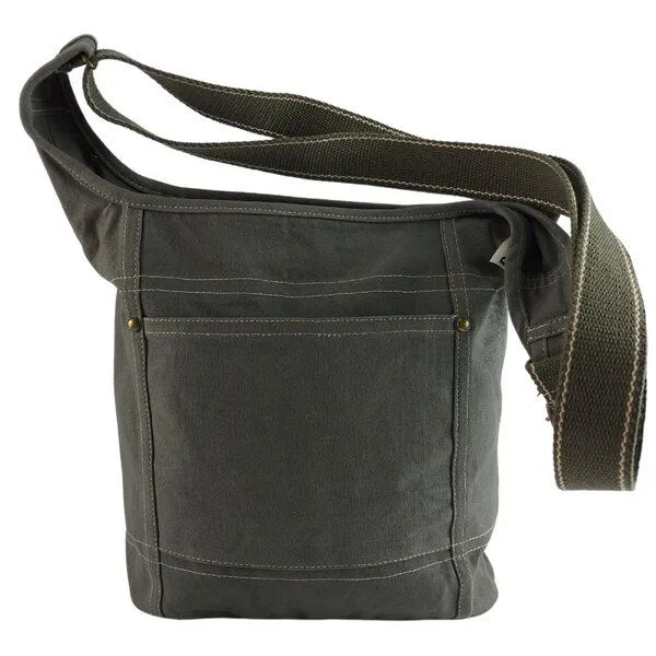 Domelo Domelo Damen Umhängetasche. Khaki grün wasserabweisende Hobo Tasche, gewachste Canvas Schultertasche – Produktbild 1 von 4