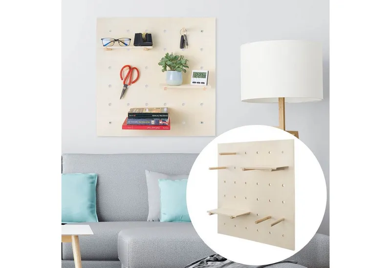 Goods+Gadgets Wandregal Goods+Gadgets Wandregal Pegboard – Werkzeugwand & Stecktafel Organizer, Werkzeugwand, Kreatives Stecktafel Ordnungssystem, Beige, – Produktbild 5 von 5