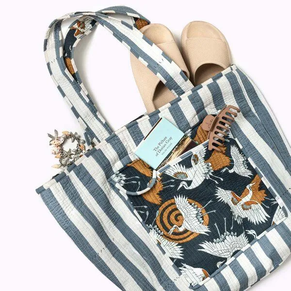 KIKOONI KIKOONI handgefertigter XL Shopper, Grey krane, – Produktbild 4 von 4