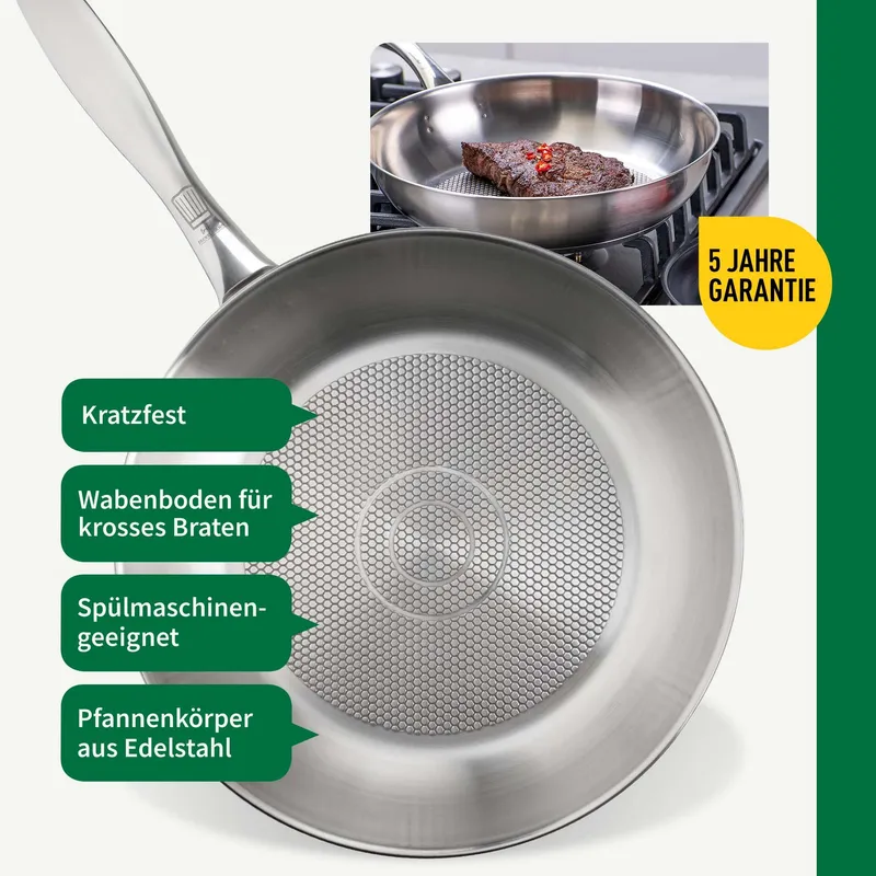 Chefkoch trifft Fackelmann Chefkoch trifft Fackelmann Bratpfanne München, Ø24cm, Edelstahl – Produktbild 3 von 3
