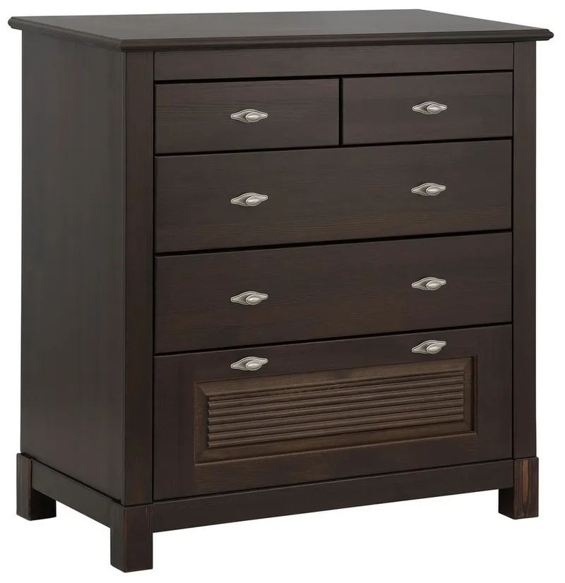 OTTO home Schubkastenkommode Rauna, aus massiver Kiefer mit 5 Schubladen, Breite 96 cm, Braun, – Produktbild 2 von 4