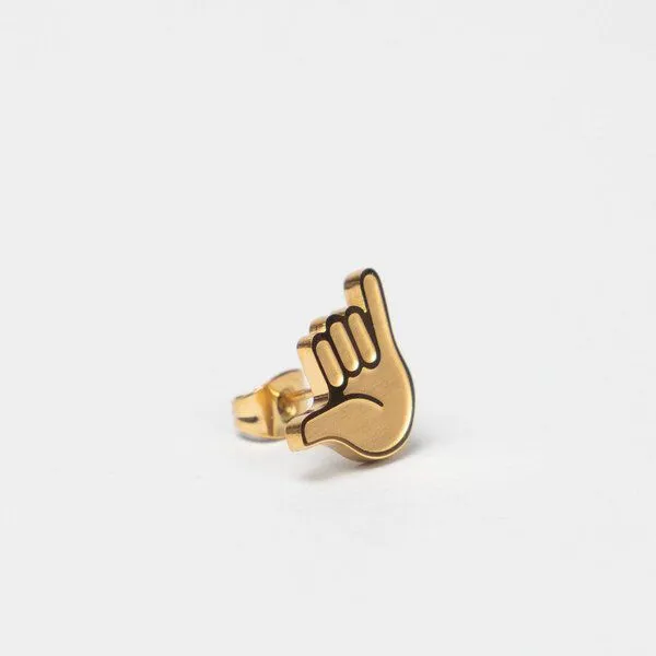 Fyngers Fyngers Ohrstecker aus chirurgischen Edelstahl hochglanzpoliert HANG LOOSE, Gold, – Produktbild 6 von 7