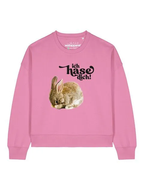 watapparel watapparel Sweatshirt Frauen Ich hase dich!, Bubble pink, – Produktbild 1 von 2