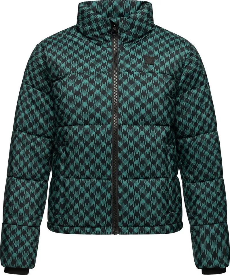 ragwear ragwear Winterjacke Serah Print wasserdichte Winter Steppjacke mit Hahnentritt Muster, Grün, – Produktbild 2 von 4