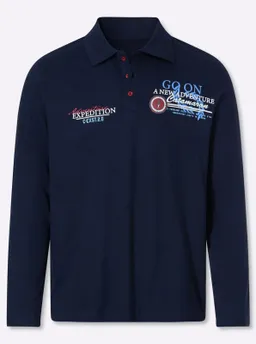 Catamaran Langarm-Poloshirt marine-bedruckt – Produktbild 1 von 1