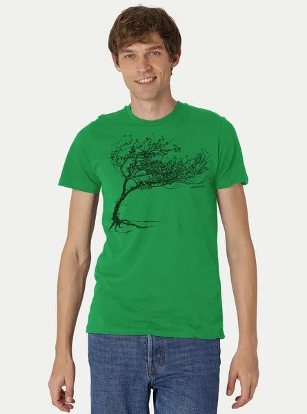 Peaces.bio - handbedruckte Biomode Peaces.bio - handbedruckte Biomode Bio-Herren-T-Shirt "Windy Tree", Grün, – Produktbild 2 von 2