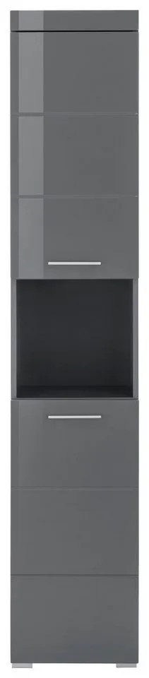 welltime Hochschrank Avena Badschrank mit 2 Türen & 1 Fach - (B/T/H) 37/31/190 cm, Grau, – Produktbild 4 von 4