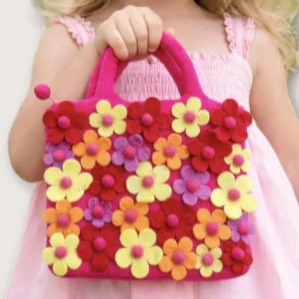 Luna-Leena Luna-Leena Kinder Handtasche aus Filz fuchsia – handgehäkelt in Nepal – Produktbild 2 von 4
