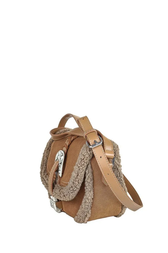 Collezione Alessandro Collezione Alessandro Umhängetasche Cowgirl, im Western Style mit Teddy-Fell, Braun, – Produktbild 4 von 5