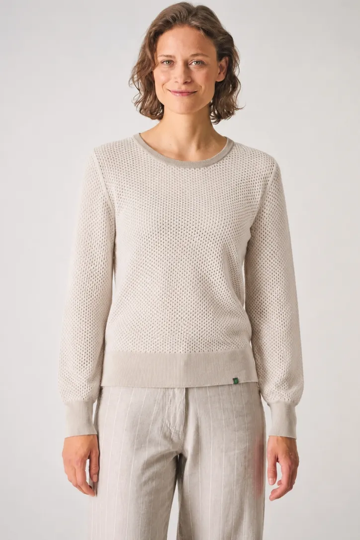 HempAge Hempage Damen vegan Pullover Airy Open Knit In Thistle Beige, Beige, – Produktbild 2 von 2
