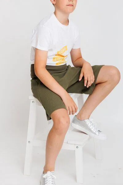 Babbily Babbily Shorts aus Bio Waffelstrick-Jersey mit breitem Komfortbund, Grün, – Produktbild 2 von 4