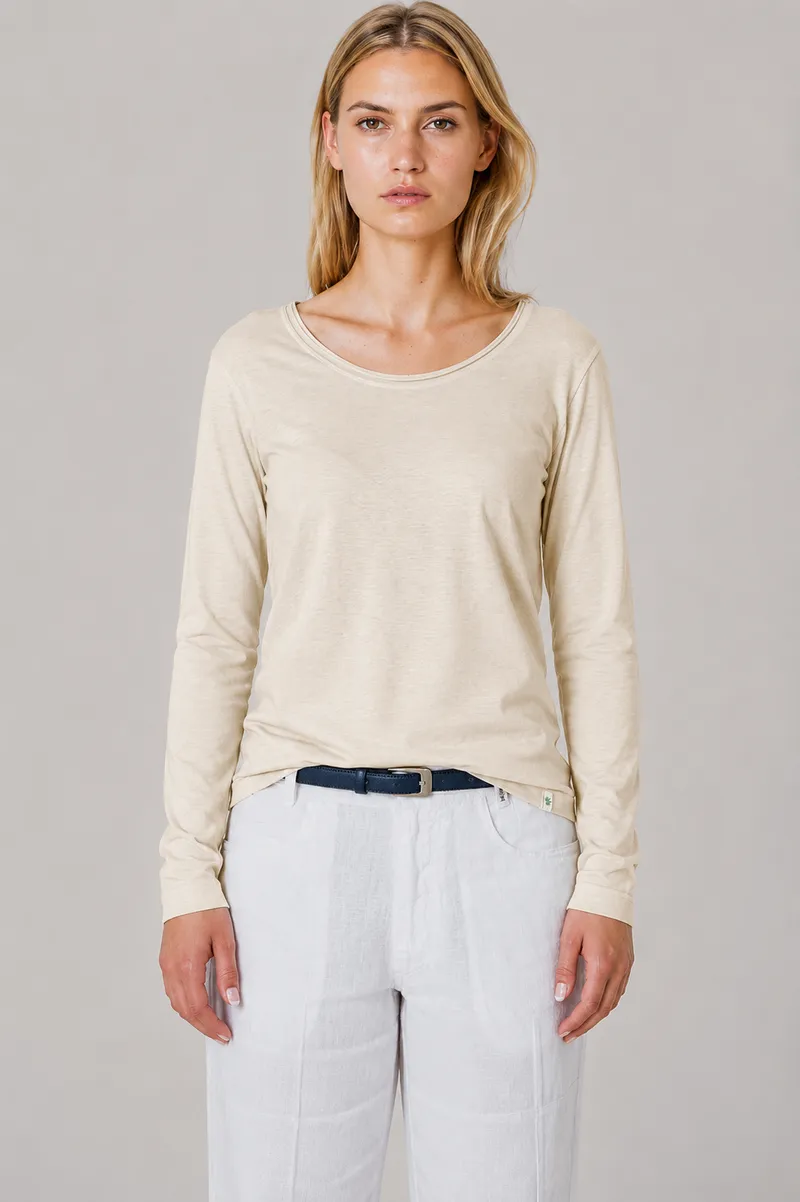 HempAge Hempage Damen vegan Langarm-T-Shirt Gobi In Beige, Beige, – Produktbild 2 von 2