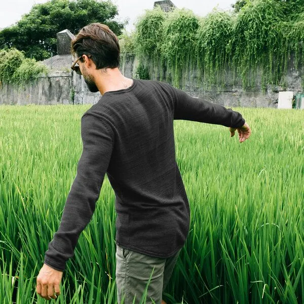 The Driftwood Tales The Driftwood Tales Basic-Strickpullover - Herren Pullover - Driftwood Tales - aus Bio-Baumwolle, Schwarz, – Produktbild 2 von 4