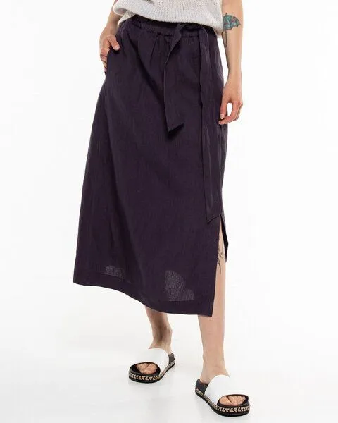 Alma & Lovis Alma & Lovis Legerer Maxirock aus reinem Leinen | Leinen Maxi Rock, Blackberry (dunkellila), – Produktbild 1 von 3