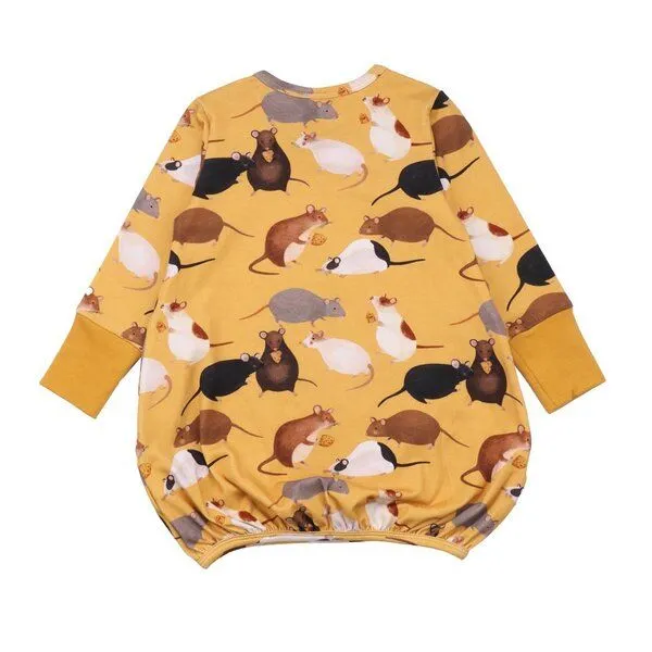 Walkiddy Baby Kleid Gelb „Playful Mouses“ aus GOTS-zertifizierter Bio-Baumwolle – Walkiddy – Produktbild 2 von 2