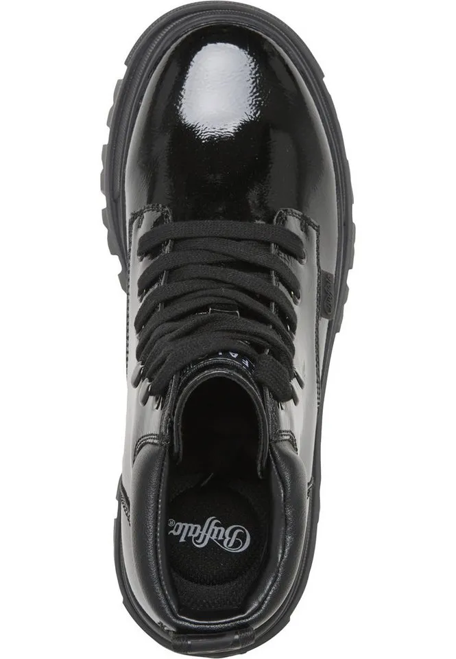Buffalo Buffalo ASPHA LACE UP MID - VEGAN PATENT Stiefel, Schwarz, – Produktbild 3 von 5