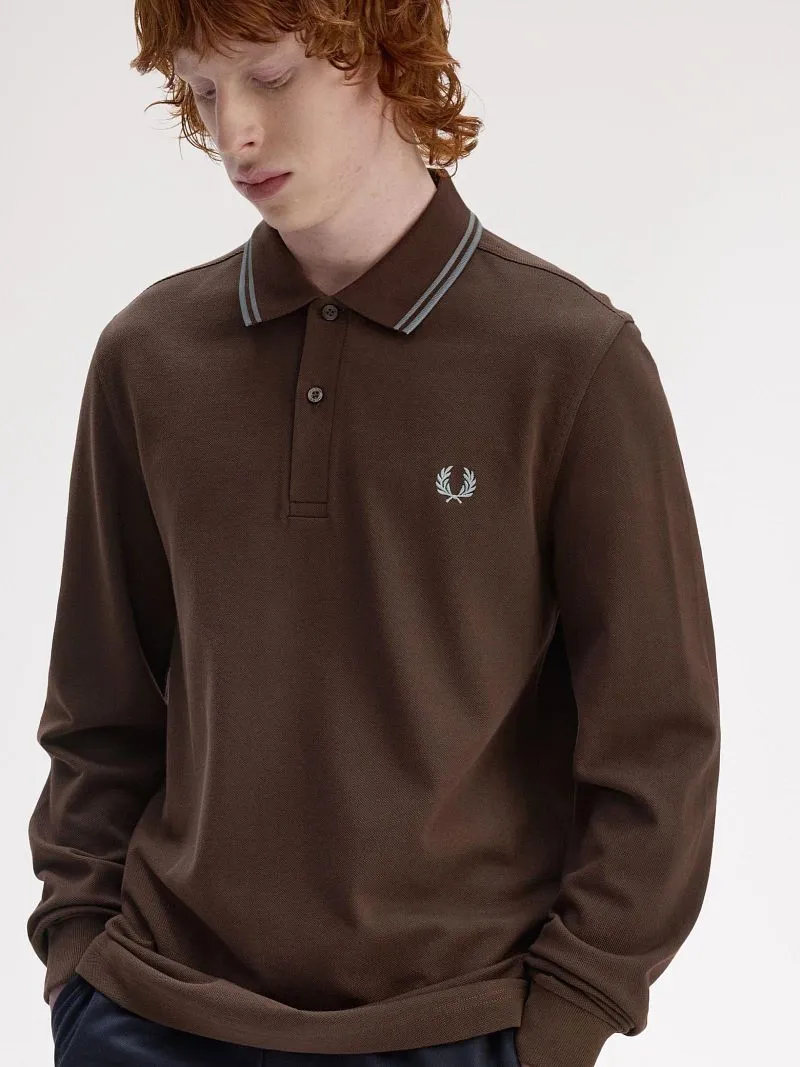 Fred Perry Fred Perry Langarm-Poloshirt Braun 49A - Größe L, Braun, – Produktbild 5 von 5