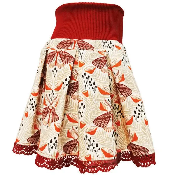 liebewicht liebewicht Faltenrock Rock bunt gemustert für Mädchen aus Biobaumwolle, Bunt rot, – Produktbild 3 von 6