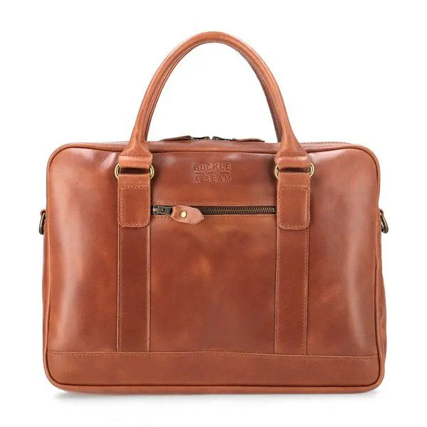 Buckle & Seam Buckle & Seam Leder Business Briefcase Everett, Cognac (innenfutter dots), – Produktbild 1 von 3