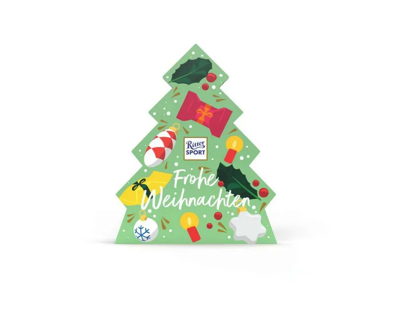 Ritter Sport Ritter Sport Schokolade, Ritter Sport Tanne liebevoll verpacktes Weihnachtspräsent Packung 115g – Produktbild 1 von 2