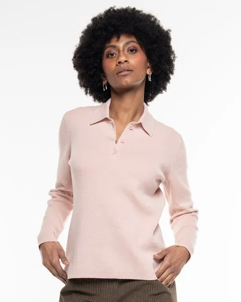 Alma & Lovis Alma & Lovis Polo-Pullover aus Organic Cotton-Wool-Mix | Cot-Wool Polo, Lotus (rose), – Produktbild 1 von 4
