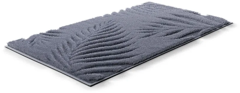 Grund Grund Badematte Ferya, Höhe 20 mm, rutschhemmend beschichtet, fußbodenheizungsgeeignet, Polyester, rechteckig, Dezentes Blattmuster mit Hoch-Tief-Struktur, 5 Jahre Garantie, Grau, – Produktbild 6 von 7
