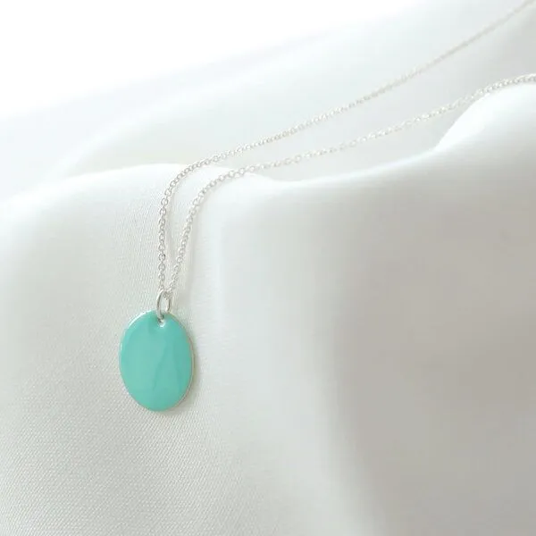BELLYBIRD Jewellery BELLYBIRD Jewellery Halskette - emailliertes Plättchen, Anhänger aus Silber mit Emaille, Mint, – Produktbild 4 von 6