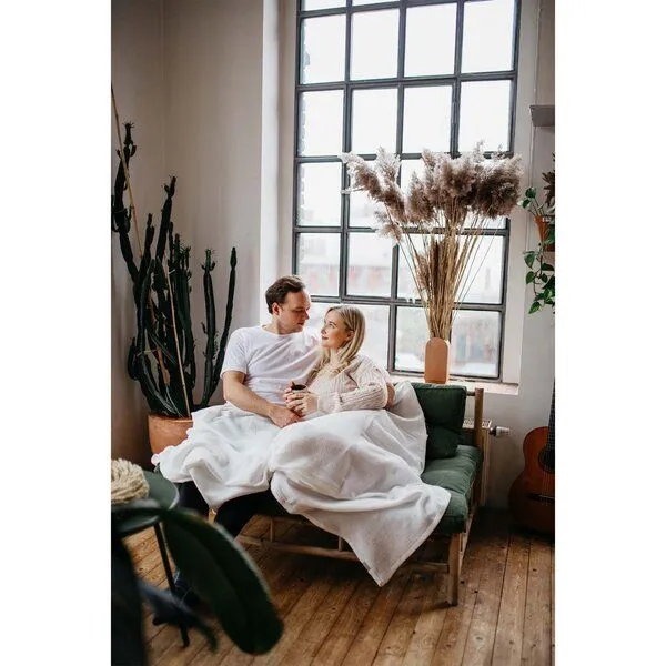 Hutch&Putch Hutch&Putch Musselin Sommerdecke für warme Nächte - Abmaße 135x220 cm - aus 100% Bio-Baumwolle - Handmade in Germany, Off-white, – Produktbild 2 von 2