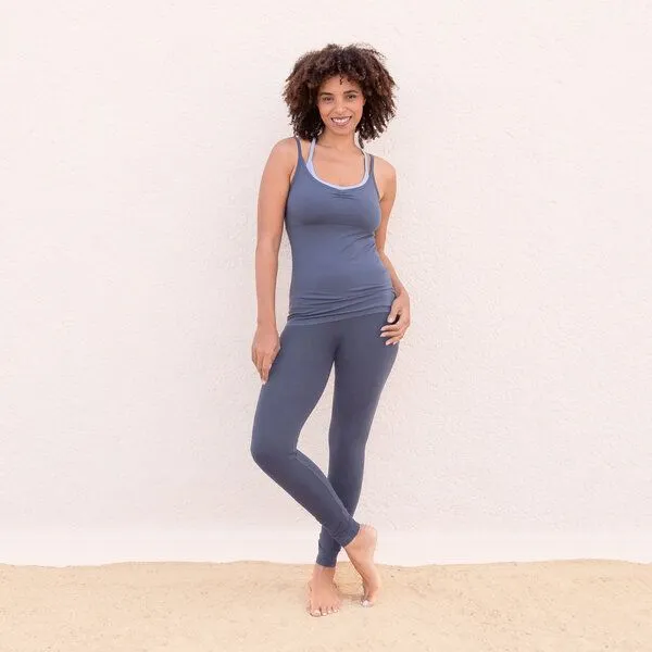 Jaya Jaya KATE - Damen - Klassische High-Waist Leggings, elastisch, doppelte Taillenpartie, Bluegrey/blau, – Produktbild 1 von 1
