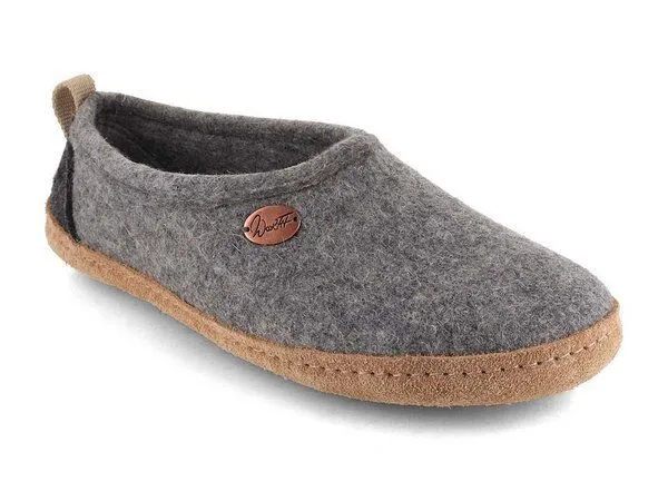 WoolFit WoolFit Homeoffice Hausschuhe 'Highland' aus 100% Wolle mit vegetabiler Ledersohle, Dunkelgrau, – Produktbild 2 von 4